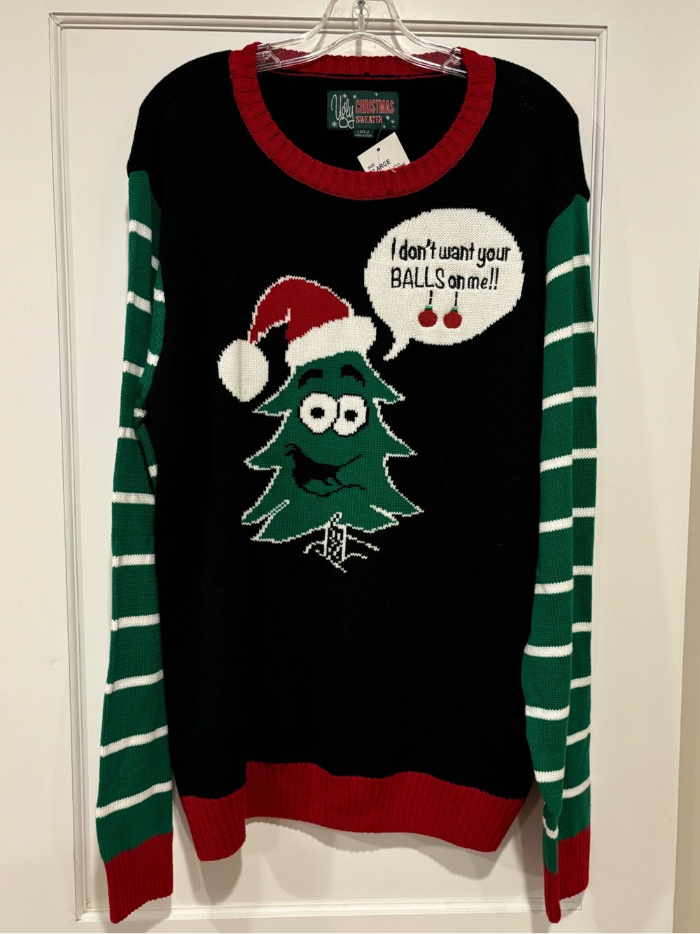 Ugly Christmas Sweater NEW Tree Saying I Don’t Want Your Balls On Me Size XL